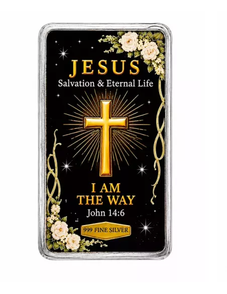 Magi Personalised Jesus Christ & Cross Silver Bar Of 20 Gram in 999 Pu