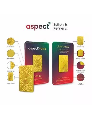 Aspect Bullion Investment  Gold Bar Of 10 Grams in 24 Karat 999 Purity