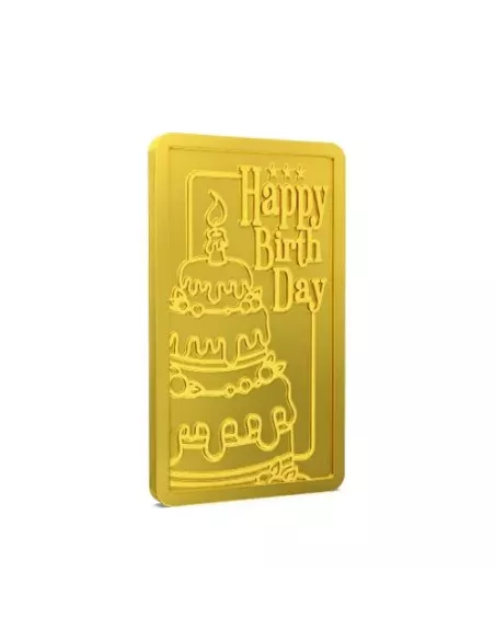 Aspect Bullion Happy Birthday Gold Bar Of 8 Grams in 24 Karat 999 Puri