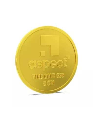 Aspect Bullion Shubh Labh Gold Coin Of 5 Grams in 24 Karat 995 Purity