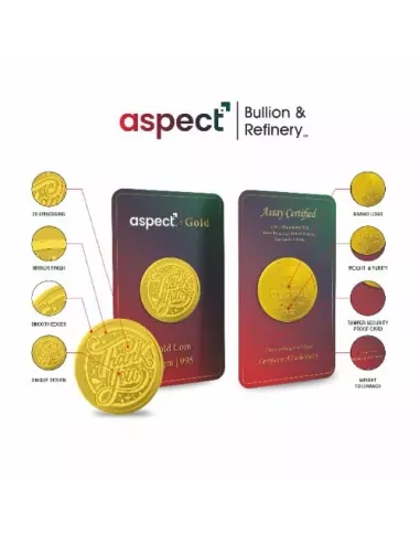 Aspect Bullion Thank You Gold Coin Of 5 Grams in 24 Karat 995 Purity /