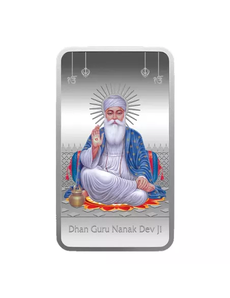 MMTC PAMP Gurunanak Dev Ji Color Silver Bar of 50 Gram in 999.9 Purity