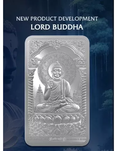 MMTC-PAMP Lord Buddha Silver Ingot Bar of 50 Gram in 999.9 Purity / Fi