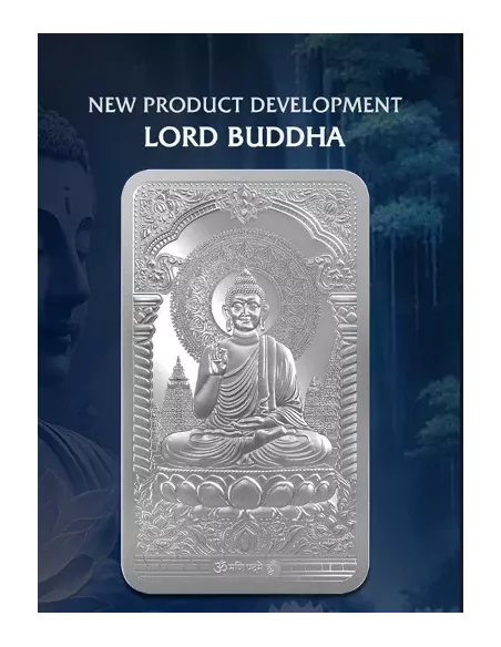 MMTC-PAMP Lord Buddha Silver Ingot Bar of 50 Gram in 999.9 Purity / Fi