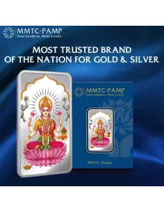 MMTC-PAMP Goddess Lakshmi Colorful Silver Bar of 20 Gram in 999.9 Purity / Fineness in Certi Card
