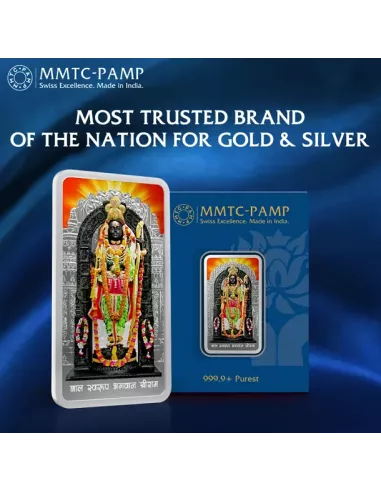 MMTC PAMP Ram Ji Color Silver Bar of 50 Gram in 999.9 Purity
