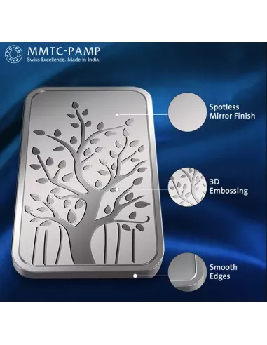 MMTC PAMP Silver Ingot Bar of 100 Gram in 999.9 Purity / Fineness