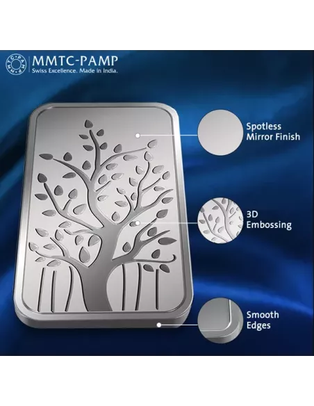 MMTC PAMP Silver Ingot Bar of 100 Gram in 999.9 Purity / Fineness