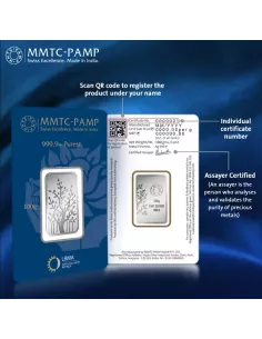 MMTC PAMP Silver Ingot Bar of 100 Gram in 999.9 Purity / Fineness