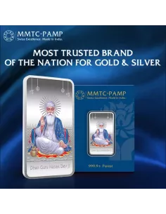 MMTC PAMP Gurunanak Dev Ji Color Silver Bar of 50 Gram in 999.9 Purity
