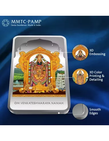 MMTC PAMP Lord Balaji Color Silver Bar of 50 Gram in 999.9 Purity