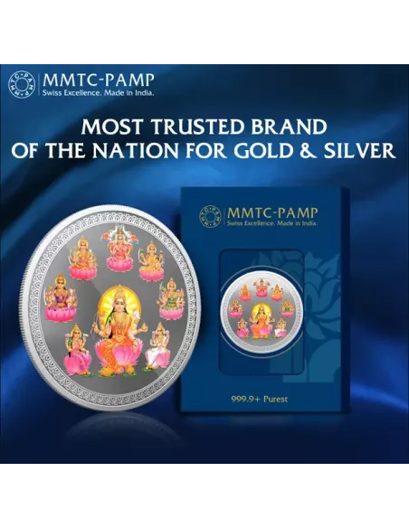 MMTC PAMP Ashtalakshmi Colored Silver Coin of 50 Gram in 999.9 Purity