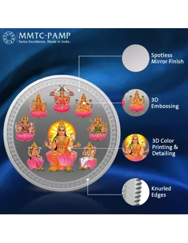 MMTC PAMP Ashtalakshmi Colored Silver Coin of 50 Gram in 999.9 Purity