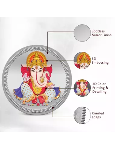 MMTC PAMP Colorful Lord Ganesha Coin of 50 Gram in 999.9 Purity