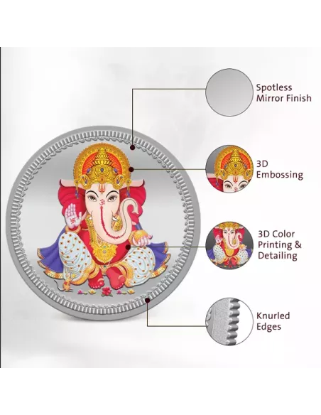 MMTC PAMP Colorful Lord Ganesha Coin of 50 Gram in 999.9 Purity