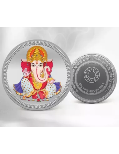 MMTC PAMP Colorful Lord Ganesha Coin of 50 Gram in 999.9 Purity