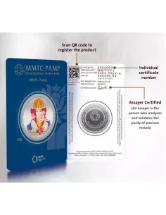 MMTC PAMP Colorful Lord Ganesha Coin of 50 Gram in 999.9 Purity