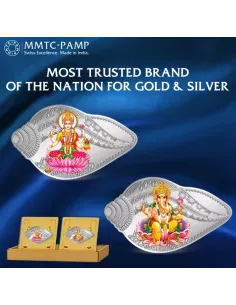 MMTC-PAMP 50gm Laxmi Ganesh Shankh Silver Coloured Coins of 25 Gram La