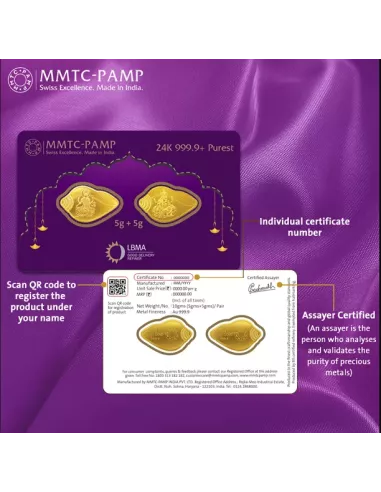 MMTC-PAMP Lakshmi Ganesh Shankh Shape buy Gold Coin Of 10 Grams in 24