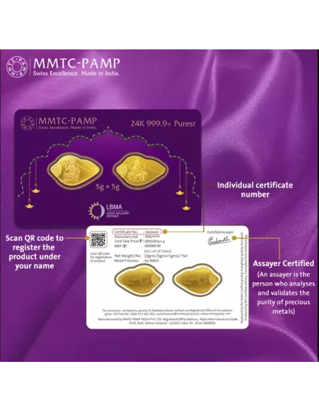 MMTC-PAMP Lakshmi Ganesh Shankh Shape buy Gold Coin Of 10 Grams in 24