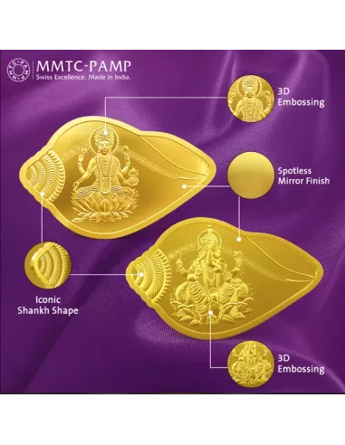 MMTC-PAMP Lakshmi Ganesh Shankh Shape buy Gold Coin Of 10 Grams in 24