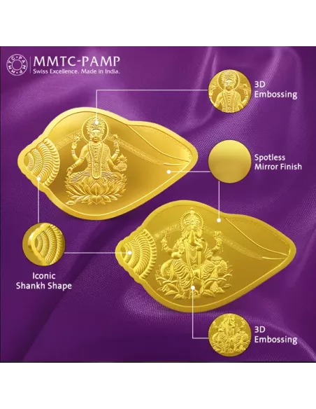 MMTC-PAMP Lakshmi Ganesh Shankh Shape buy Gold Coin Of 10 Grams in 24