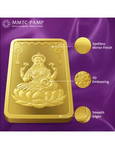 MMTC-PAMP Lakshmi Gold Ingot Bar of 10 Grams in 24 Karat  999.9 Purity