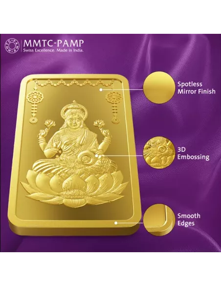 MMTC-PAMP Lakshmi Gold Ingot Bar of 10 Grams in 24 Karat  999.9 Purity
