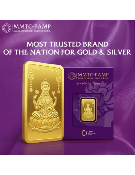 MMTC-PAMP Lakshmi Gold Ingot Bar of 10 Grams in 24 Karat  999.9 Purity