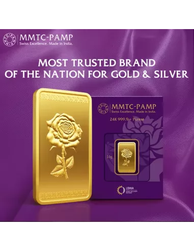 Buy MMTC PAMP Gold Ingot of 10 Grams in 24 Karat  999.9 I CoinBazaar