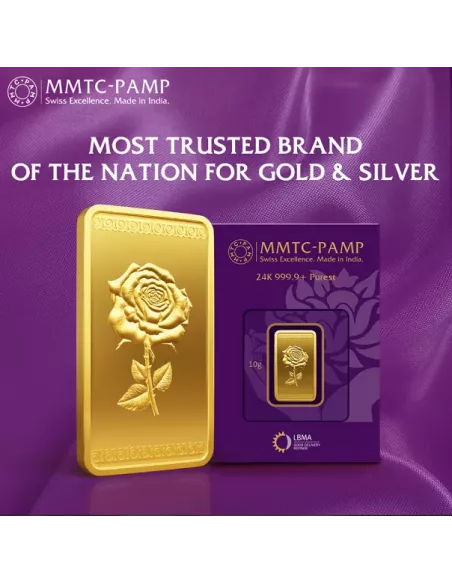 Buy MMTC PAMP Gold Ingot of 10 Grams in 24 Karat  999.9 I CoinBazaar