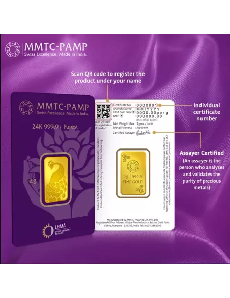 Buy MMTC-PAMP Gold Ingot Bar10 Grams Gold in 24kt  999.9 I CoinBazaar
