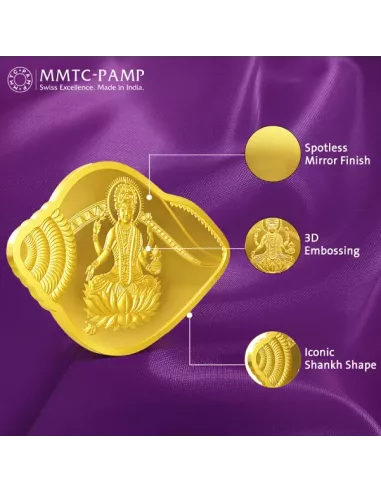 MMTC-PAMP Lakshmi Shankh Shape buy Gold Coin Of 20 Grams 24 Karat in 9