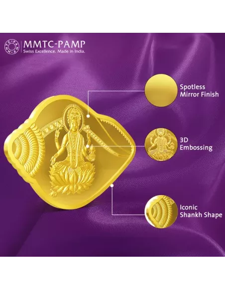 MMTC-PAMP Lakshmi Shankh Shape buy Gold Coin Of 20 Grams 24 Karat in 9