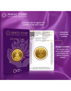 MMTC-PAMP Lakshmi Gold Coin of 8 Grams 24 Karat in 999.9 Purity / Fine