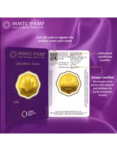 MMTC-PAMP Octagonal Sone Ki Chidiya Minted Coin  of 10 Grams in 24 Kar