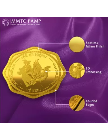 MMTC-PAMP Octagonal Sone Ki Chidiya Minted Coin  of 10 Grams in 24 Kar