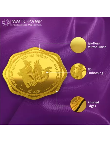 MMTC-PAMP Octagonal Sone Ki Chidiya Minted Coin  of 10 Grams in 24 Kar