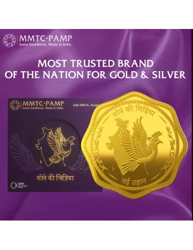 MMTC-PAMP Octagonal Sone Ki Chidiya Minted Coin  of 10 Grams in 24 Kar