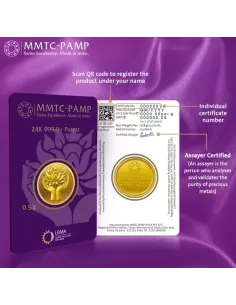 0.5 Gram Gold  Coin - MMTC-PAMP 24K (999.9 Purity) | Live Price Today