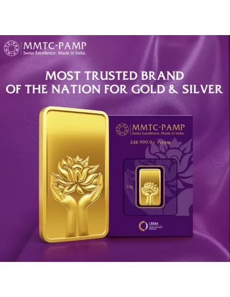 Buy MMTC PAMP 10 Grams Gold Ingot Bar 24 Karat  999.9 I CoinBazaar