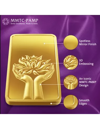 MMTC-PAMP Gold Ingot Bar of 20 Grams 24 Karat in 9999 Purity / Finenes