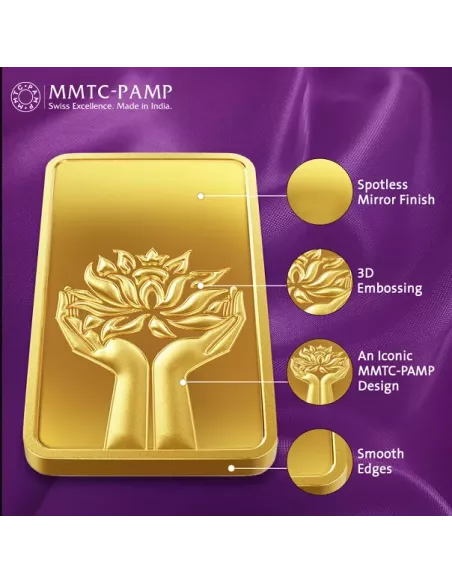 MMTC-PAMP Gold Ingot Bar of 20 Grams 24 Karat in 9999 Purity / Finenes