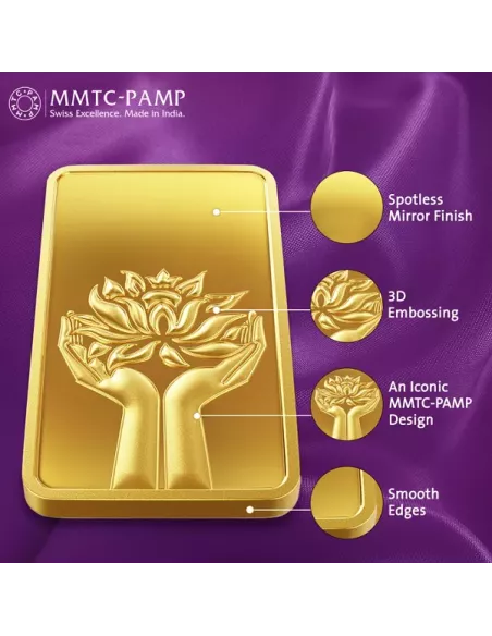 Buy MMTC PAMP Gold Ingot Bar of 31.1 Grams 24 Kt 9999 I CoinBazaar