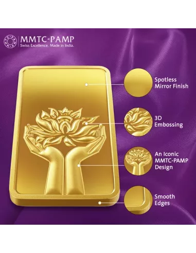 Buy MMTC PAMP Gold Ingot of 50 Gms  24Kt in 999.9 Purity I CoinBazaar