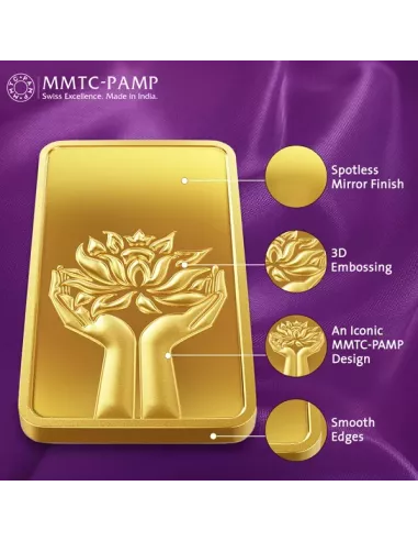 Buy MMTC PAMP Gold Ingot Bar of 100 Grams Gold  24Kt in 999.9 Purity