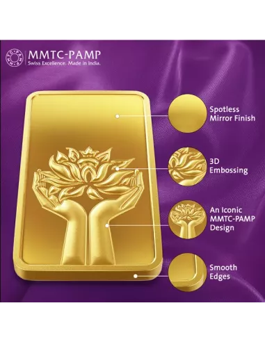 MMTC PAMP Gold Lotus Bar of 2 Gm 24 Karat in 999.9 Purity I CoinBazaar