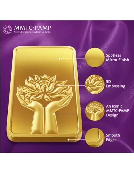MMTC PAMP Gold Lotus Bar of 2 Gm 24 Karat in 999.9 Purity I CoinBazaar