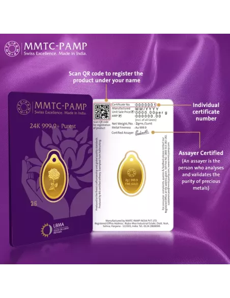 Buy MMTC PAMP 2 Gram 24kt Gold Goddess Lakshmi Pendant I CoinBazaar