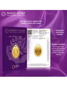 MMTC-PAMP Gold Oval Goddess Lakshmi Pendant of 2 Gram in 24 Karat / 99